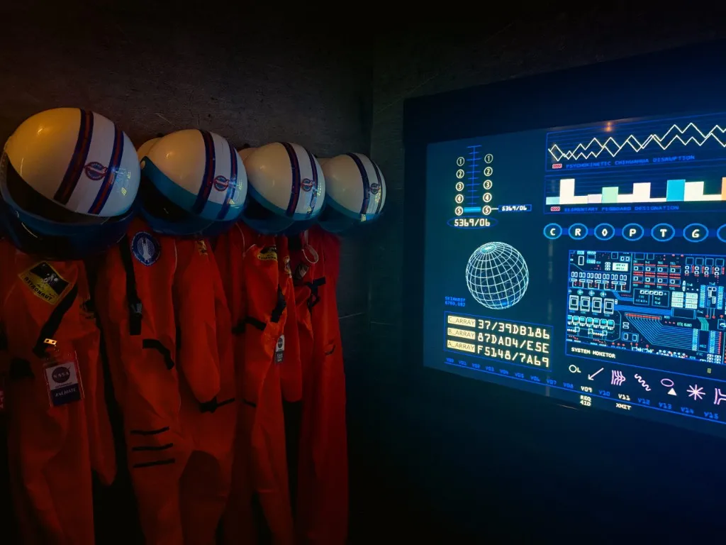 Close Encounters escape room — astronaut suits and mission control