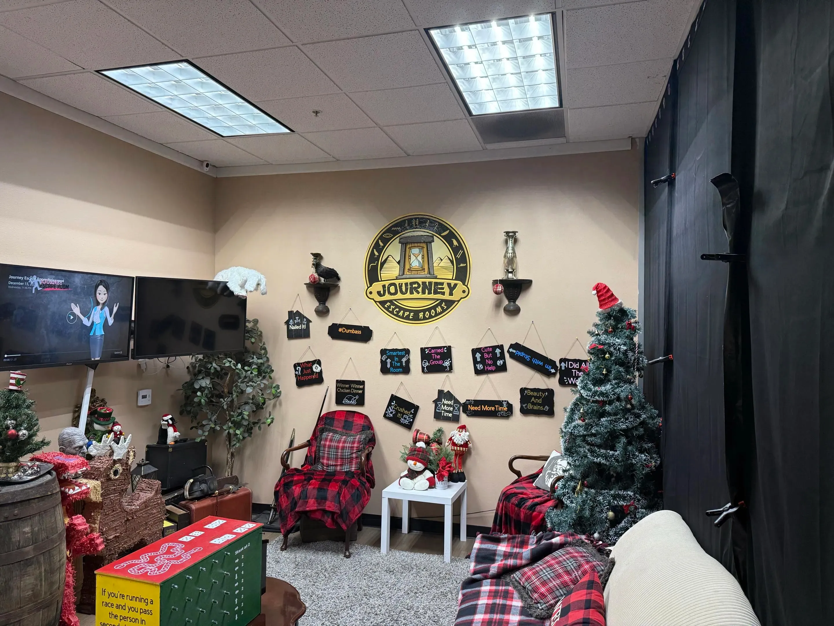 Lobby and check-in area at Journey Escape Rooms in Fontana